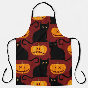 Halloween seamless pattern with pumpkins and black apron