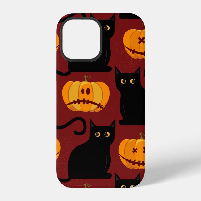 Halloween seamless pattern with pumpkins and black iPhone case (Back)