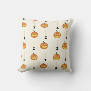 Halloween seamless pattern with pumpkins and candl cushion