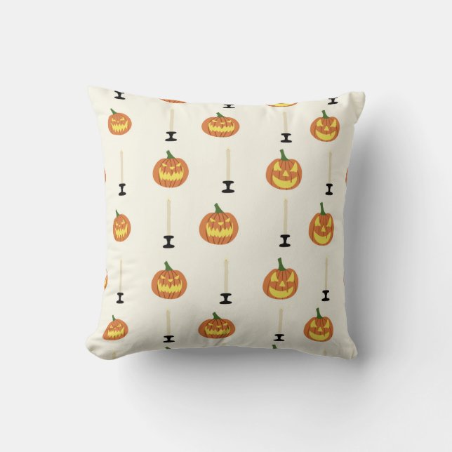 Halloween seamless pattern with pumpkins and candl cushion (Front)