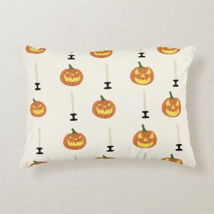 Halloween seamless pattern with pumpkins and candl decorative cushion