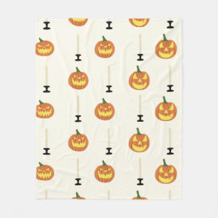 Halloween seamless pattern with pumpkins and candl fleece blanket
