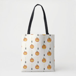 Halloween seamless pattern with pumpkins and candl tote bag