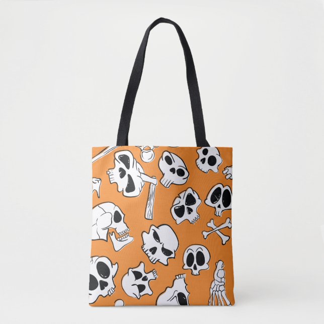 Halloween seamless pattern with skulls and bones.  tote bag (Front)