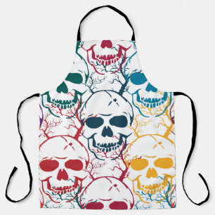 Halloween seamless pattern with skulls. Colourful  Apron
