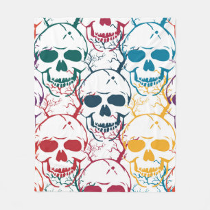 Halloween seamless pattern with skulls. Colourful Fleece Blanket