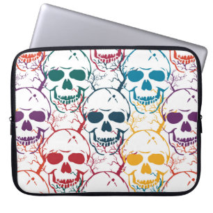Halloween seamless pattern with skulls. Colourful Laptop Sleeve