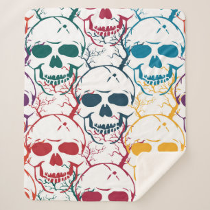 Halloween seamless pattern with skulls. Colourful Sherpa Blanket