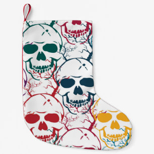 Halloween seamless pattern with skulls. Colourful Small Christmas Stocking