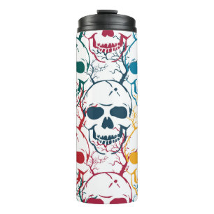 Halloween seamless pattern with skulls. Colourful Thermal Tumbler