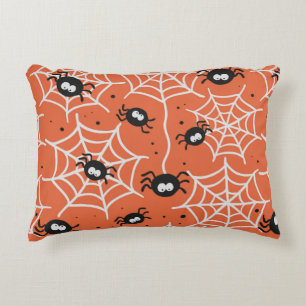 Halloween seamless pattern with spiders and web. decorative cushion