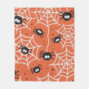 Halloween seamless pattern with spiders and web. fleece blanket