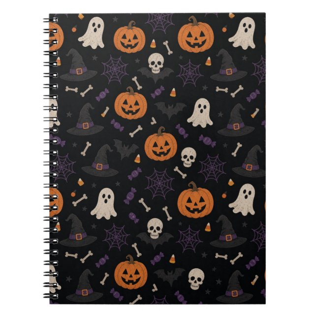 Halloween Seamless Spooky Pattern Notebook (Front)