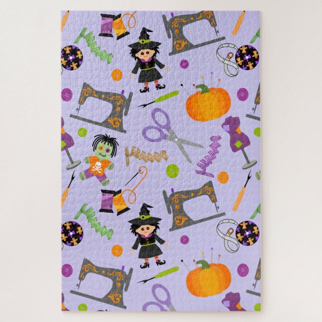 Halloween Seamstress Sewing Notions Jigsaw Puzzle (Vertical)