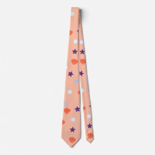 Halloween Seashells Sea Stars Pearls in Salmon Tie