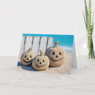 Halloween Seashore Sand Jack o' Lanterns  Card