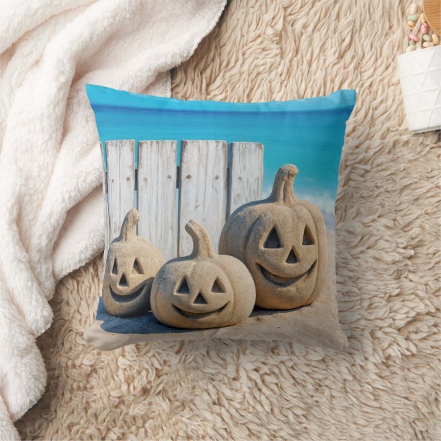 Halloween Seashore Sand Jack o' Lanterns  Cushion (Blanket)