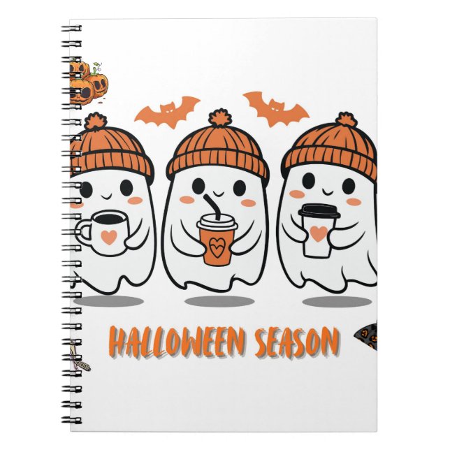 Halloween season – cute ghost coffee notebook (Front)