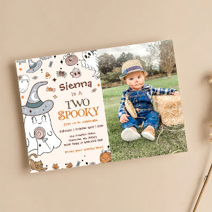 Halloween Second Birthday Two Spooky Invitations