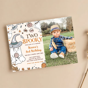 Halloween Second Birthday Two Spooky Invitations