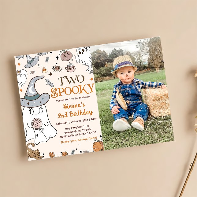 Halloween Second Birthday Two Spooky Invitations (Creator Uploaded)