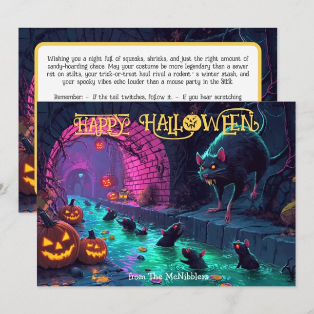 Halloween  Sewer Soirée Splash Card (Front/Back)