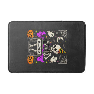 Halloween Sewing Skeleton Spooky Ghost Pumpkin Sew Bath Mat