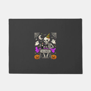 Halloween Sewing Skeleton Spooky Ghost Pumpkin Sew Doormat