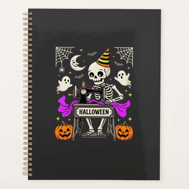 Halloween Sewing Skeleton Spooky Ghost Pumpkin Sew Planner (Front)