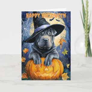 Halloween Shar Pei Dog Holiday Card