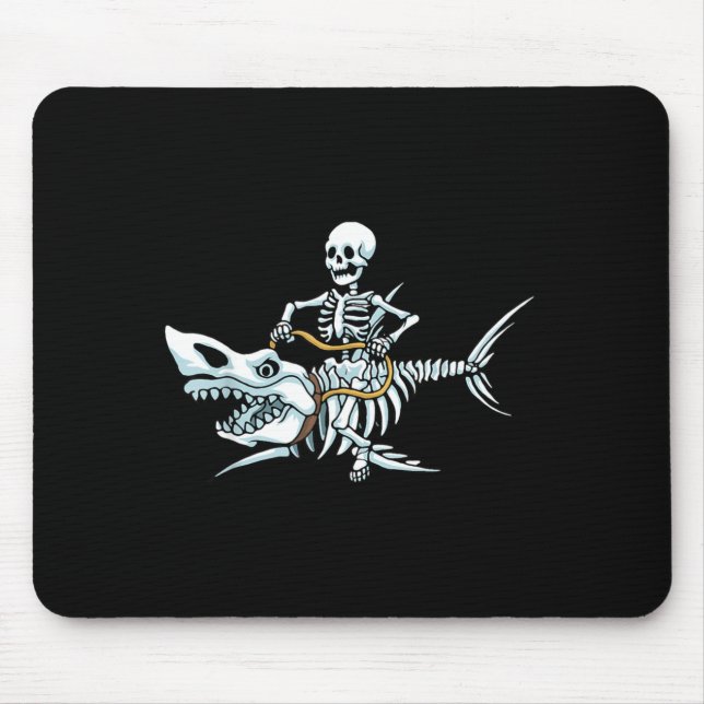 Halloween Shark Skeleton Funny Halloween Mouse Pad (Front)