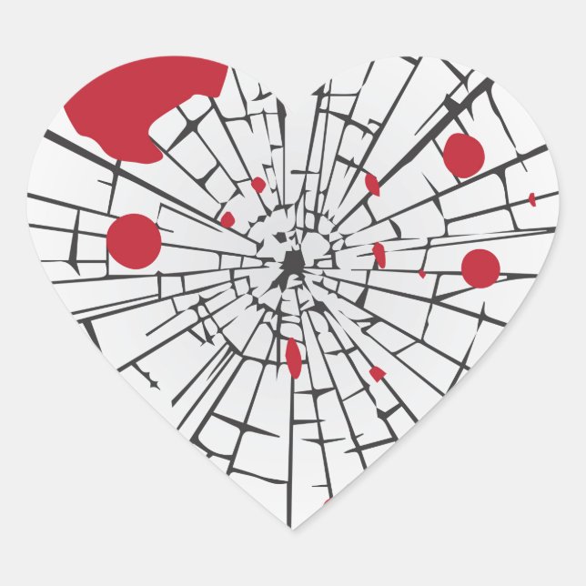 halloween shattered glass heart sticker (Front)