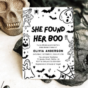 Halloween She Found Her Boo Bridal Shower Invitation