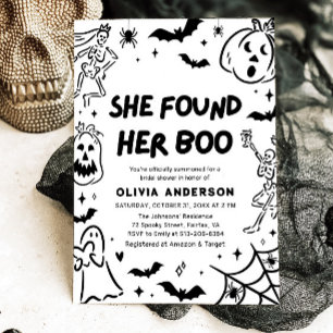 Halloween She Found Her Boo Bridal Shower Invitation