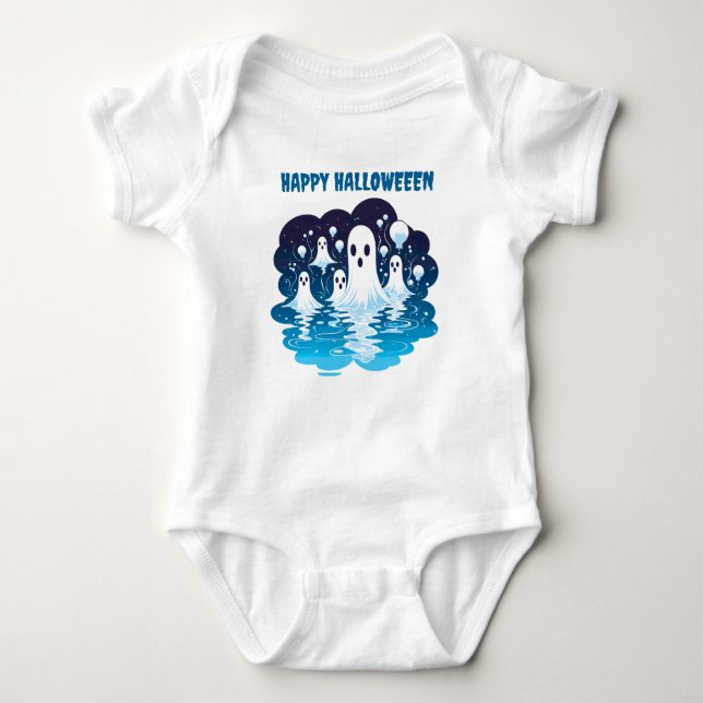  Halloween Sheet faced ghosts Baby Bodysuit (Front)