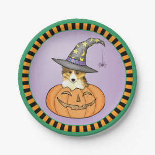 Halloween Sheltie Paper Plate