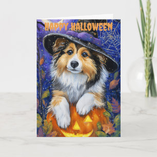 Halloween Shetland Sheepdog Dog Holiday Card