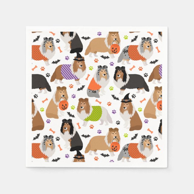 Halloween Shetland Sheepdog Sheltie Napkin (Front)