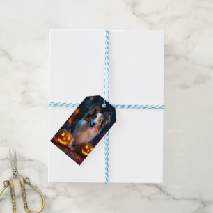 Halloween Shetland Sheepdog With Pumpkins Scary  Gift Tags