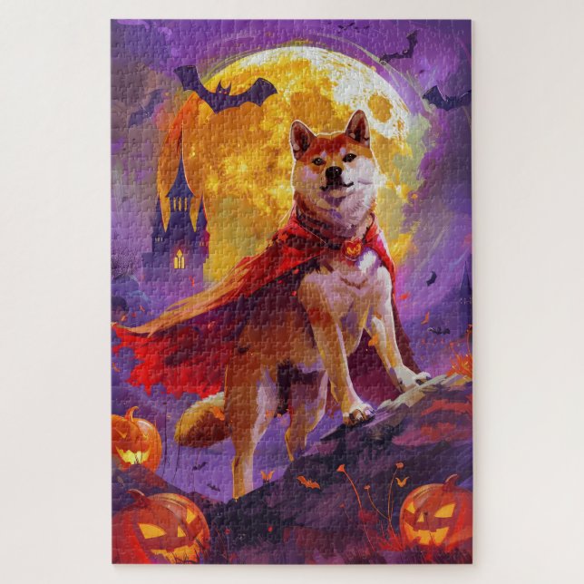 Halloween Shiba Inu Vampire Pumpkins Scary  Jigsaw Puzzle (Vertical)