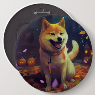 Halloween Shiba Inu With Pumpkins Scary 6 Cm Round Badge