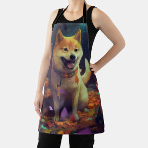 Halloween Shiba Inu With Pumpkins Scary Apron