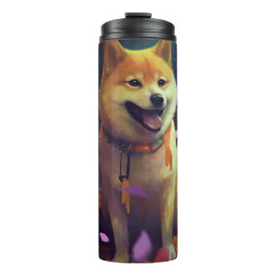 Halloween Shiba Inu With Pumpkins Scary Thermal Tumbler