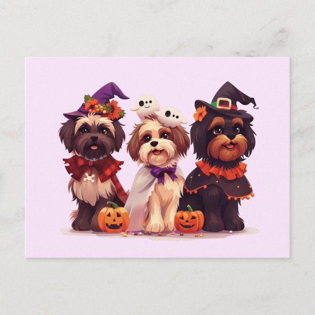 Halloween Shih Tzu Dogs Postcard (Front)