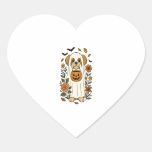 Halloween Shih Tzu with Fall Flowers Heart Sticker