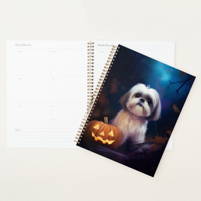 Halloween Shih Tzu With Pumpkins Scary Planner (Display)