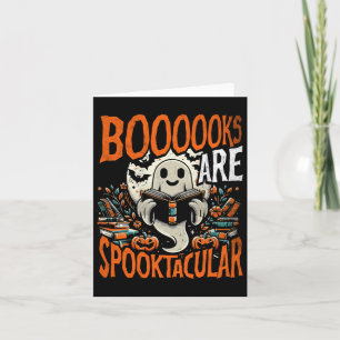 Halloween Shirt Book Lover Design Ghost With Books Card