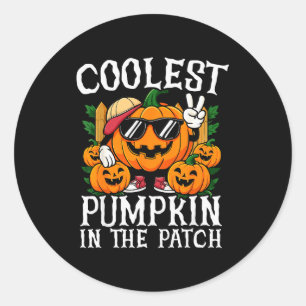 Halloween Shirt Boys Girls Kids Coolest Pumpkin In Classic Round Sticker