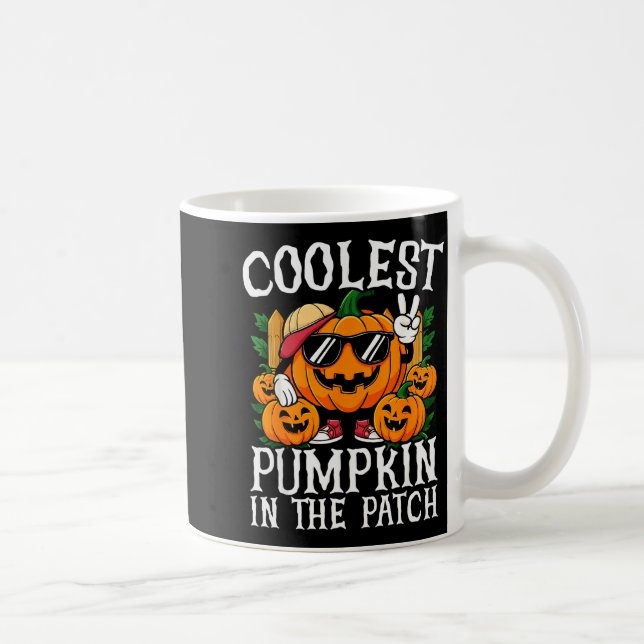Halloween Shirt Boys Girls Kids Coolest Pumpkin In Coffee Mug (Right)