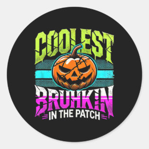 Halloween Shirt Boys Pumpkin Thanksgiving Bruh Hal Classic Round Sticker